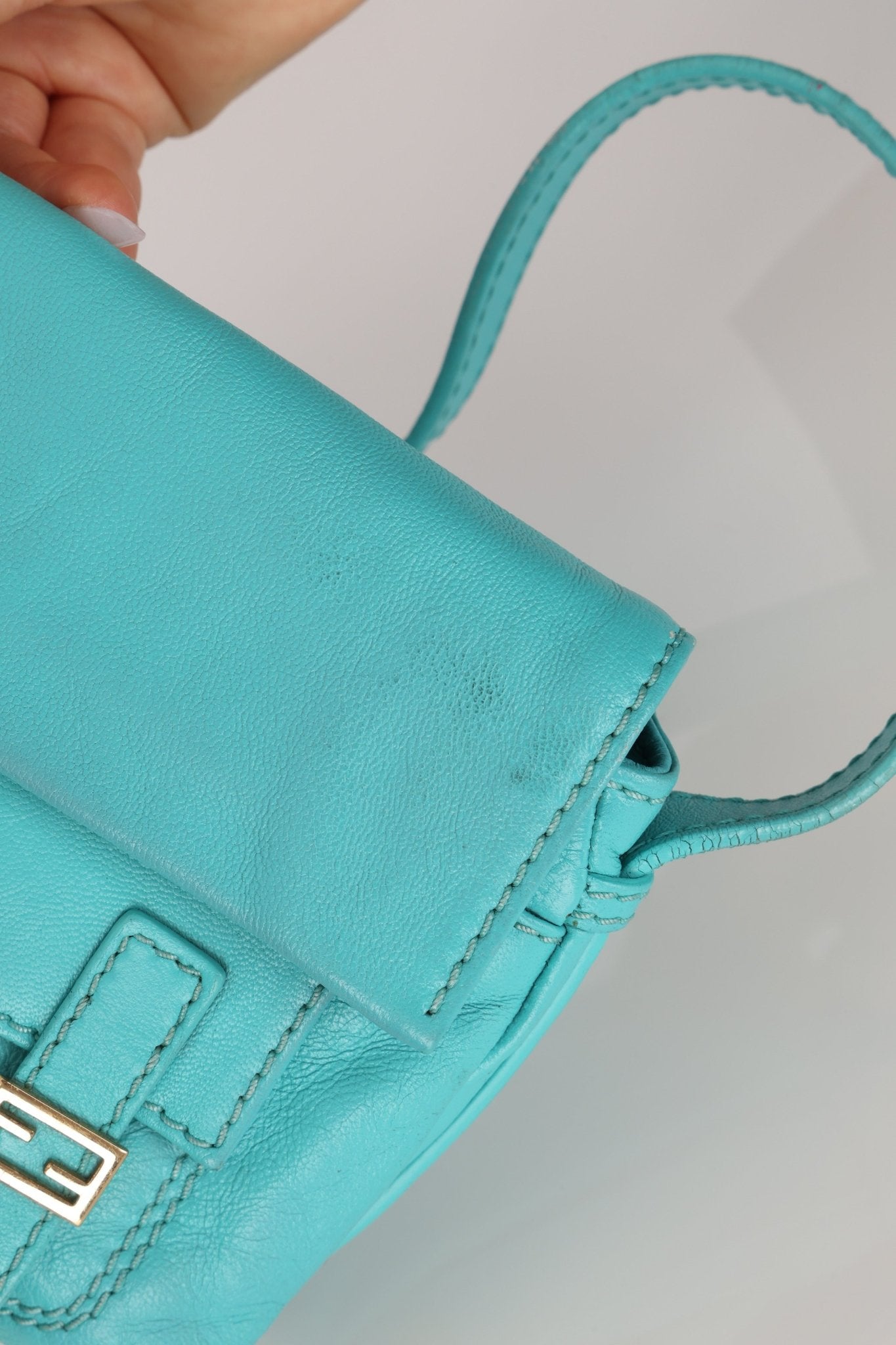 Fendi Tiffany Blue Multi - Buckle Selleria Shoulder Bag - FashioNica