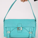Fendi Tiffany Blue Multi - Buckle Selleria Shoulder Bag - FashioNica
