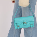 Fendi Tiffany Blue Multi - Buckle Selleria Shoulder Bag - FashioNica