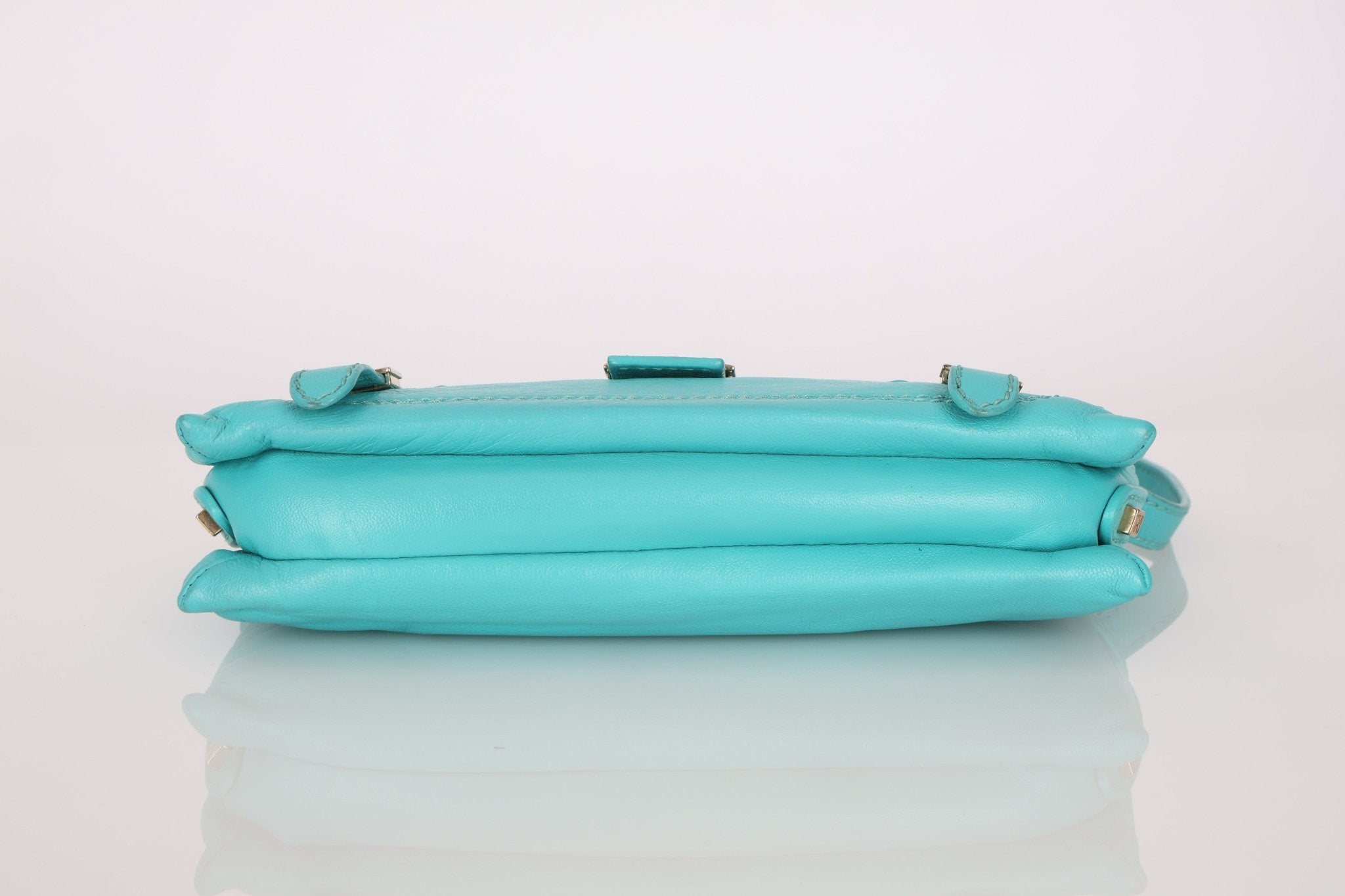 Fendi Tiffany Blue Multi - Buckle Selleria Shoulder Bag - FashioNica
