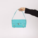 Fendi Tiffany Blue Multi - Buckle Selleria Shoulder Bag - FashioNica