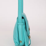 Fendi Tiffany Blue Multi - Buckle Selleria Shoulder Bag - FashioNica