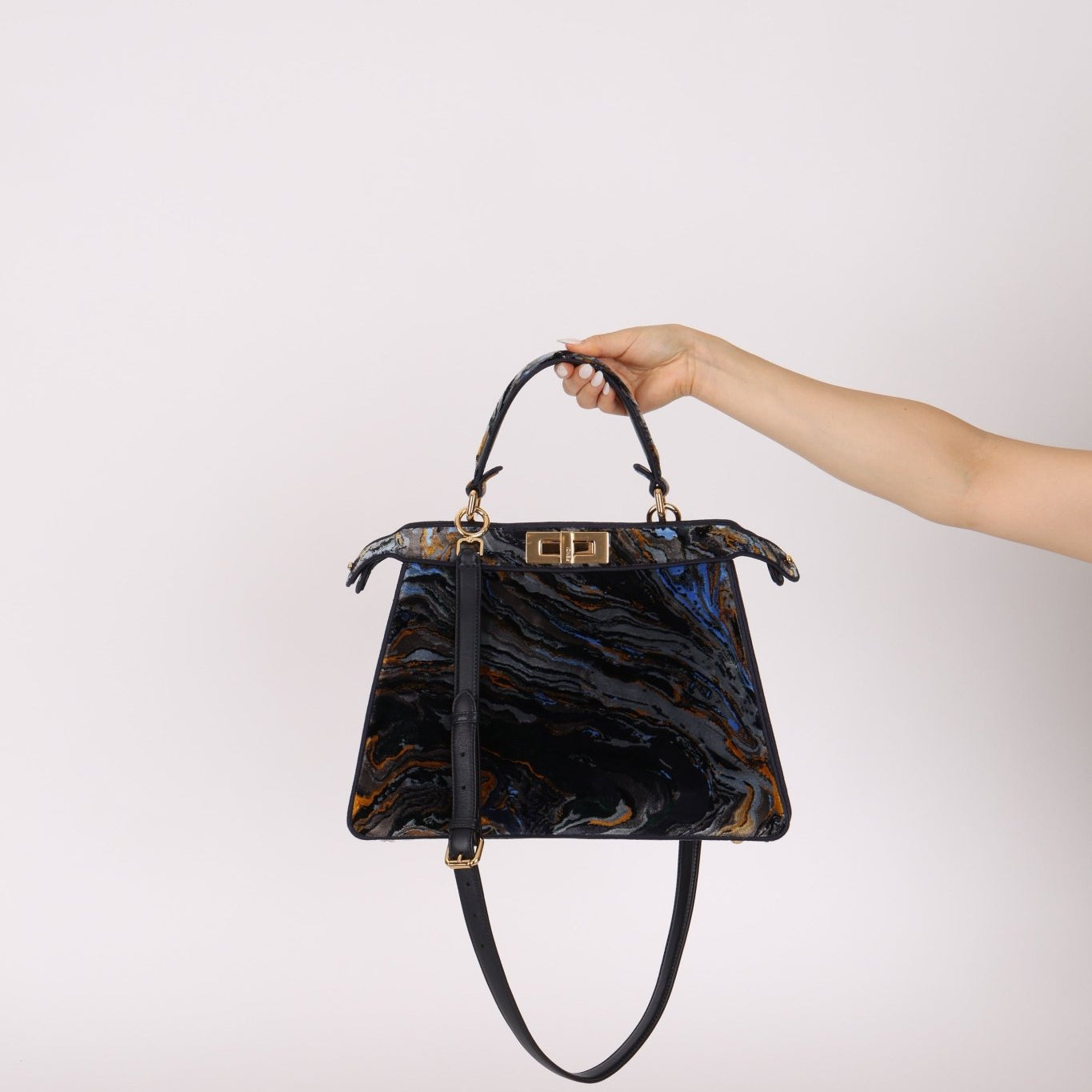 Fendi Velvet Marble ISeeU Medium Peekaboo - FashioNica