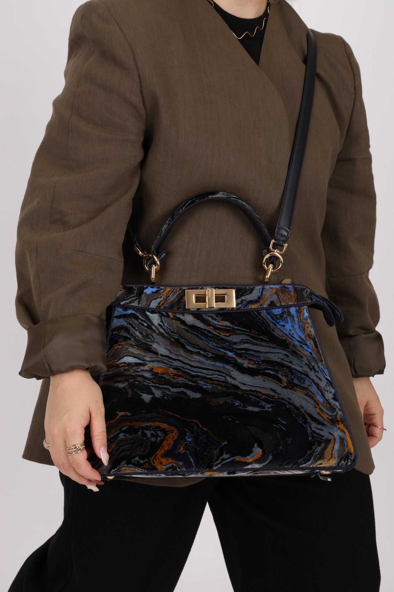 Fendi Velvet Marble ISeeU Medium Peekaboo - FashioNica