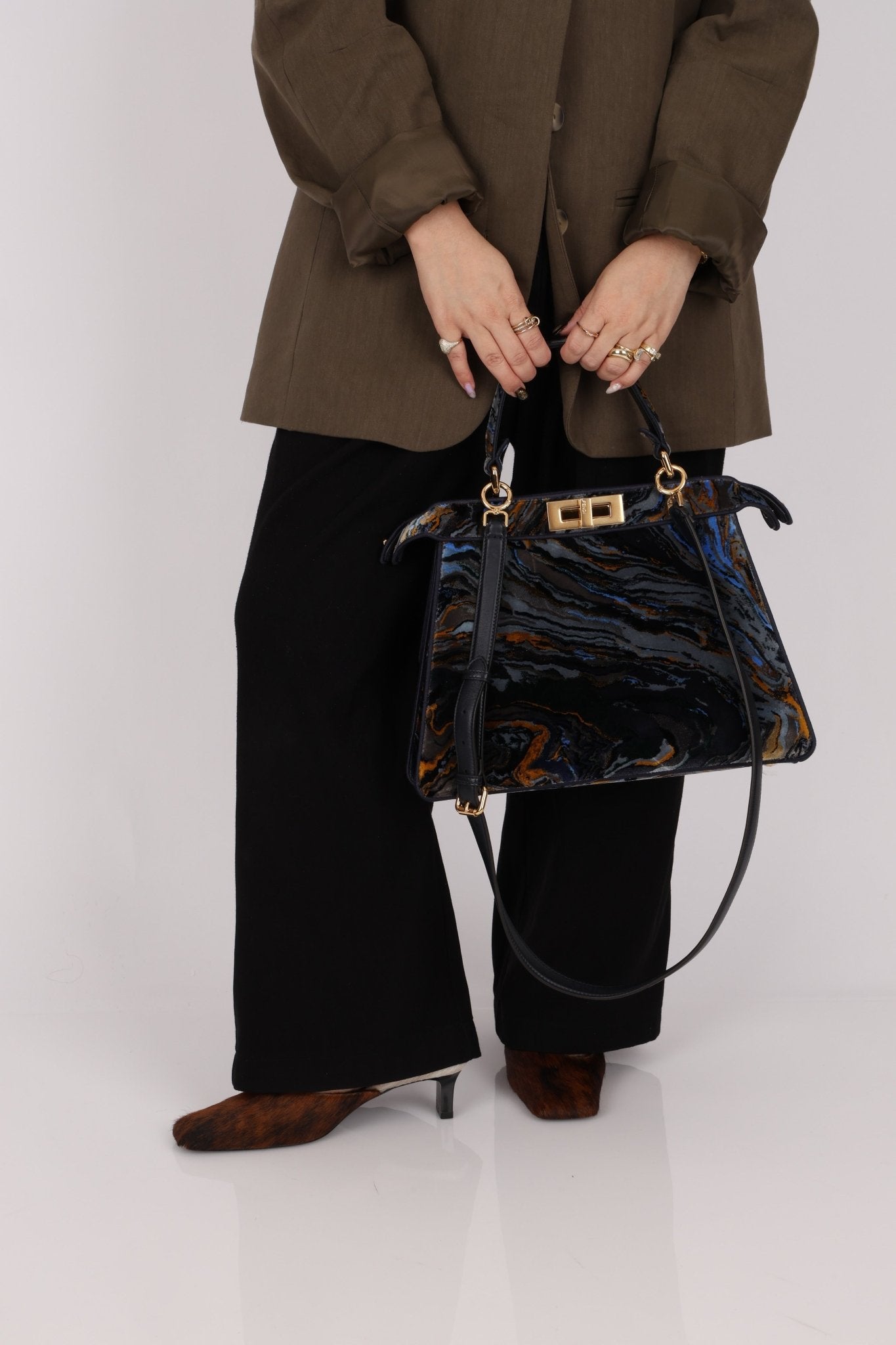 Fendi Velvet Marble ISeeU Medium Peekaboo - FashioNica