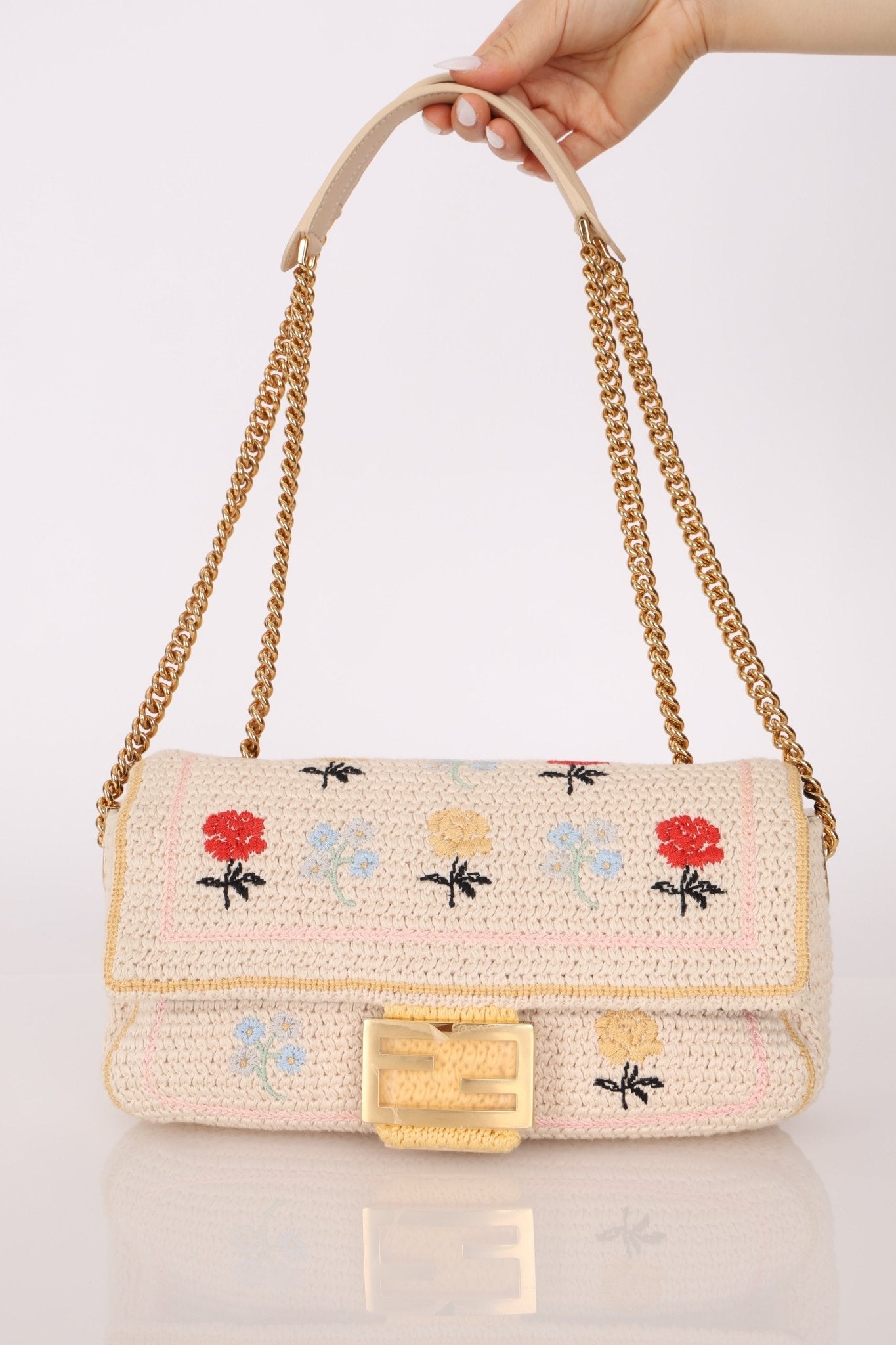 Fendi Wool Knit Shoulder Baguette - FashioNica