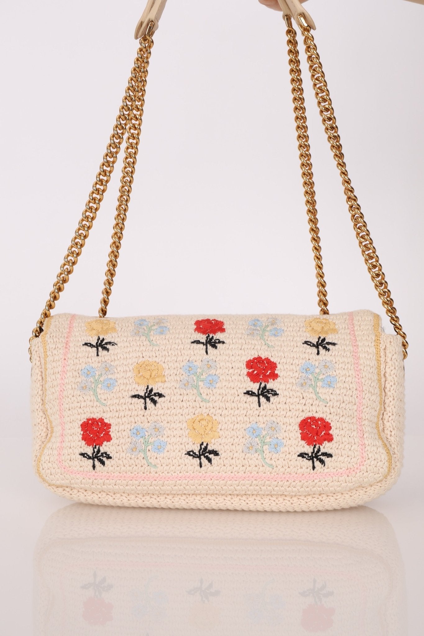 Fendi Wool Knit Shoulder Baguette - FashioNica