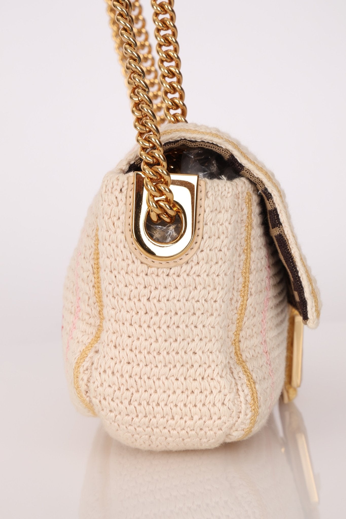 Fendi Wool Knit Shoulder Baguette - FashioNica