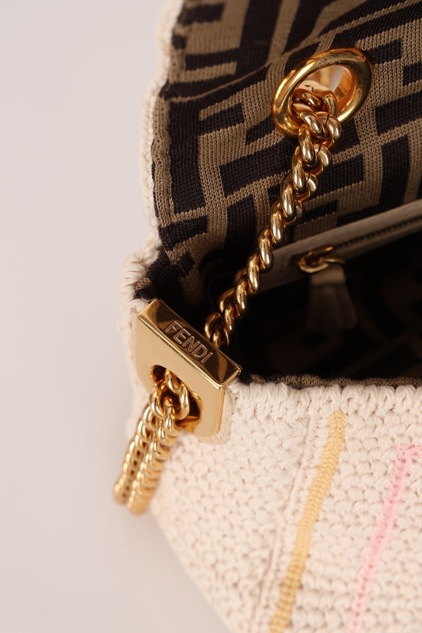 Fendi Wool Knit Shoulder Baguette - FashioNica