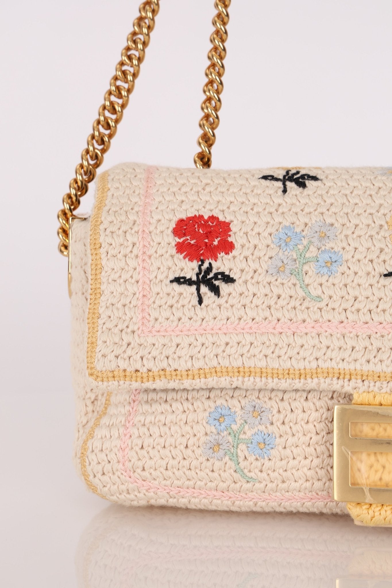 Fendi Wool Knit Shoulder Baguette - FashioNica