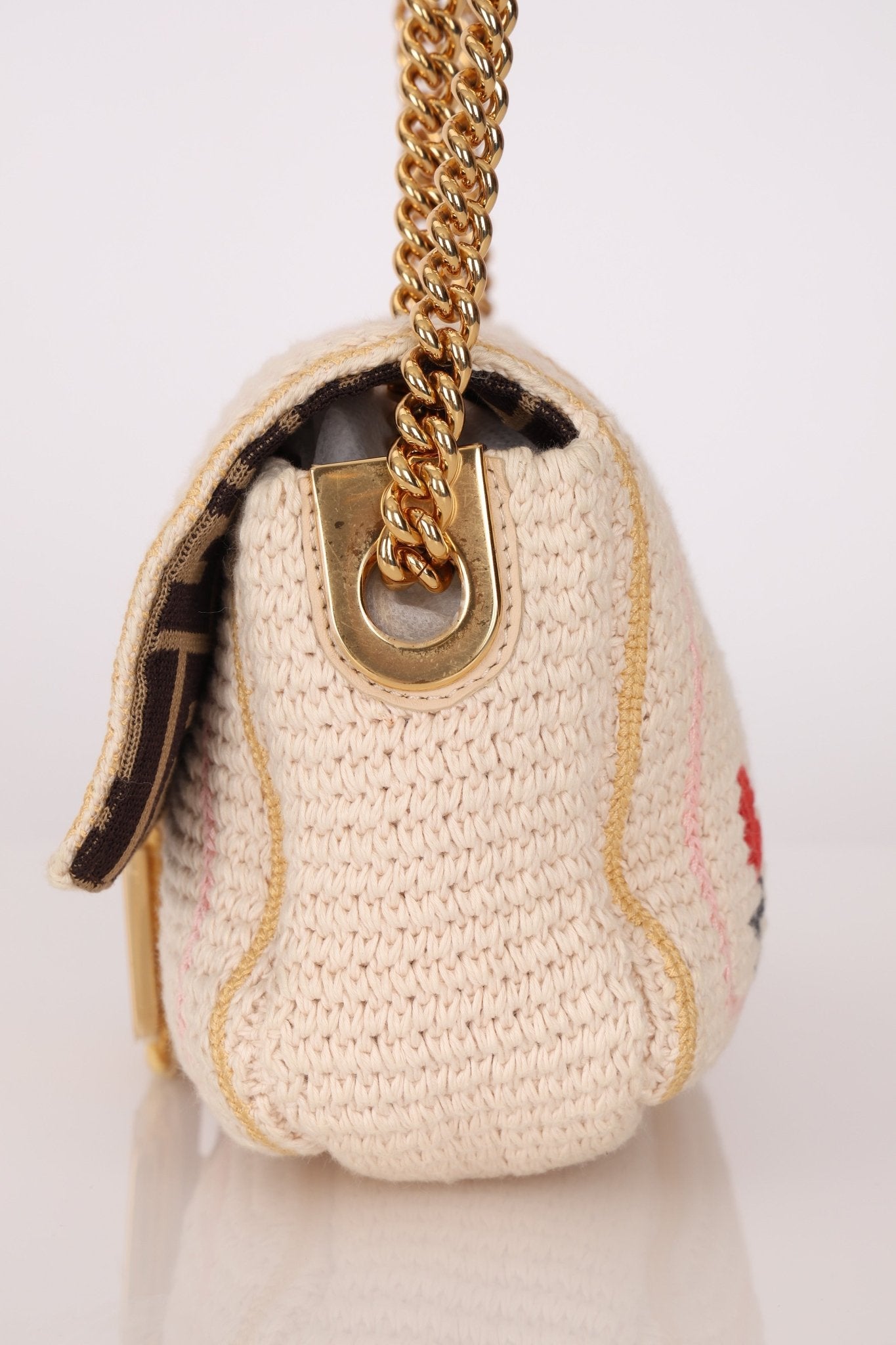 Fendi Wool Knit Shoulder Baguette - FashioNica