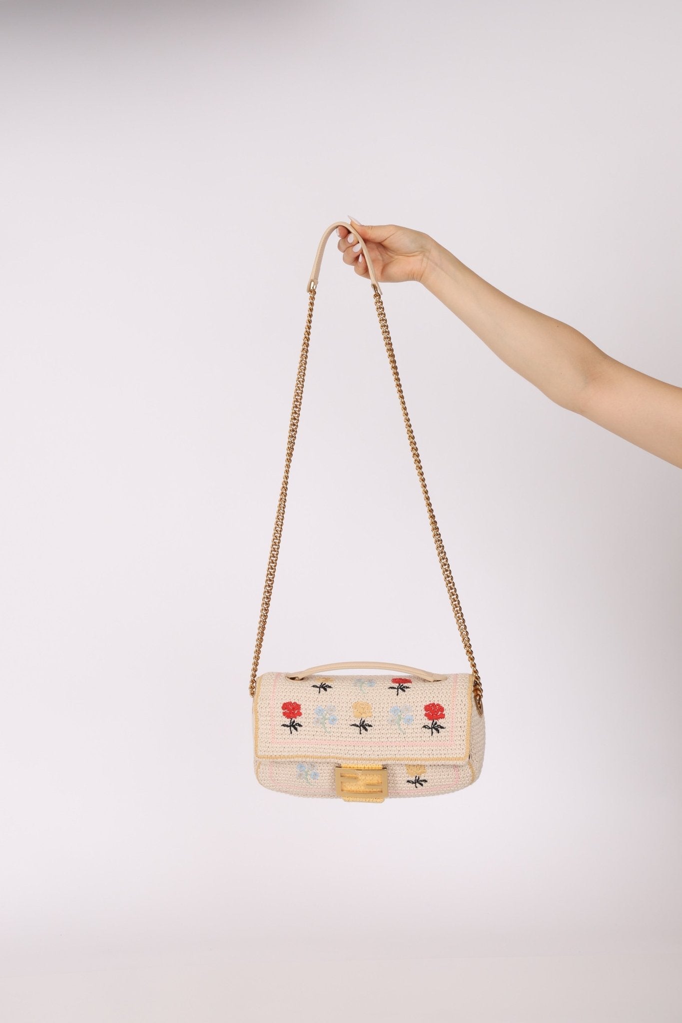 Fendi Wool Knit Shoulder Baguette - FashioNica