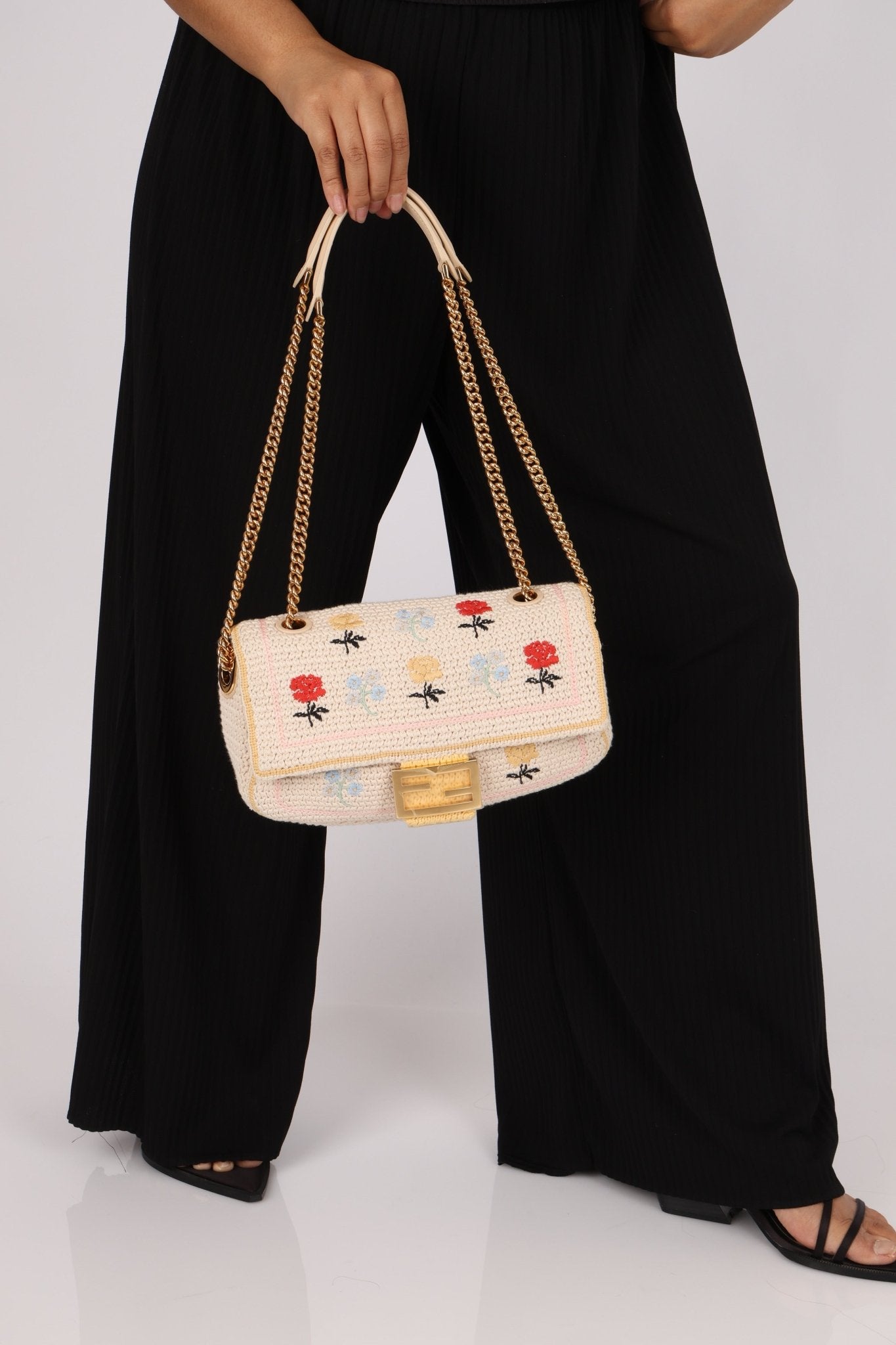 Fendi Wool Knit Shoulder Baguette - FashioNica