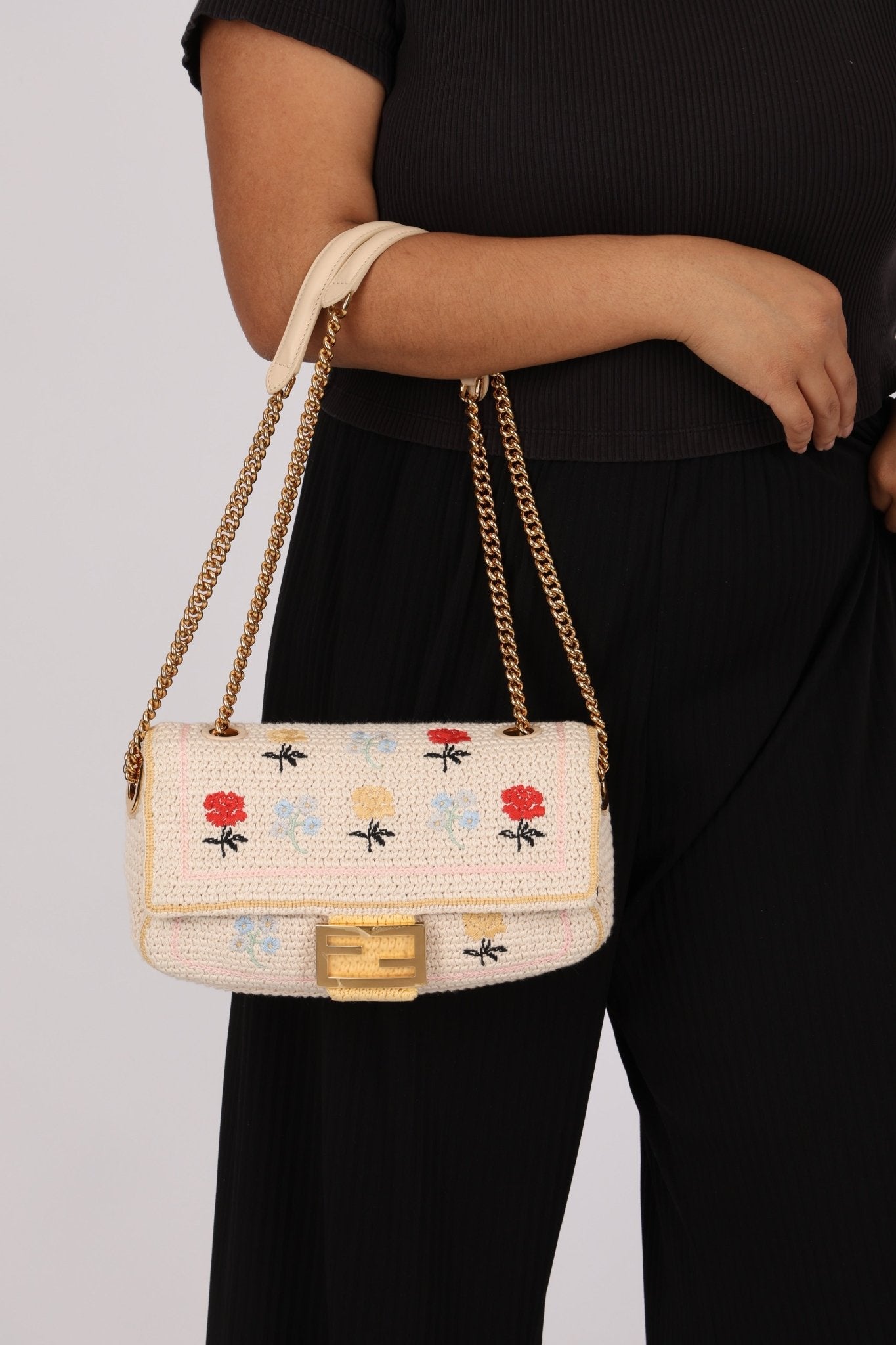 Fendi Wool Knit Shoulder Baguette - FashioNica