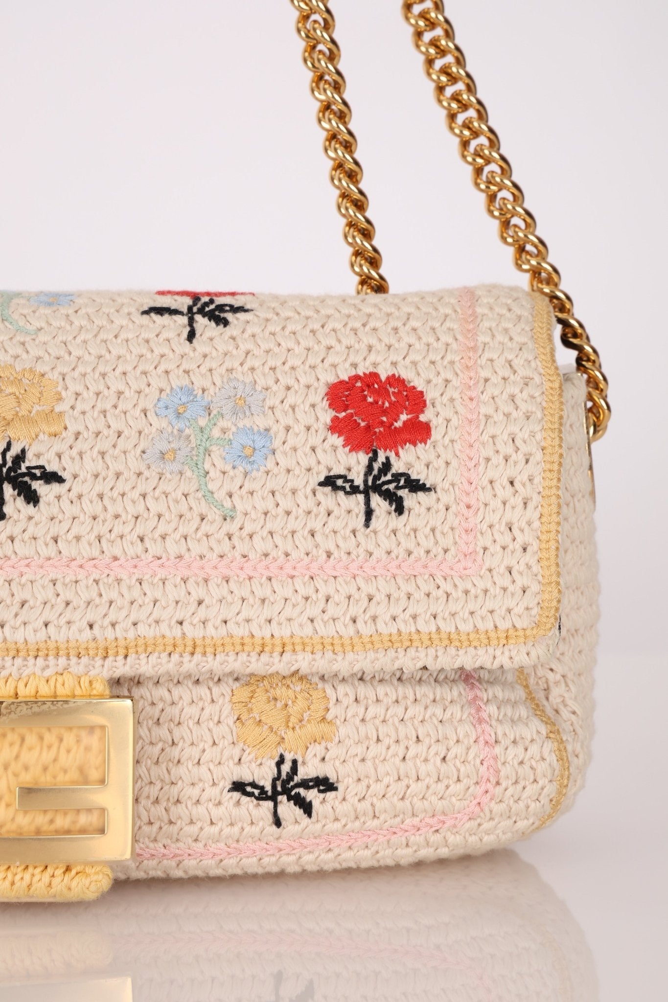 Fendi Wool Knit Shoulder Baguette - FashioNica