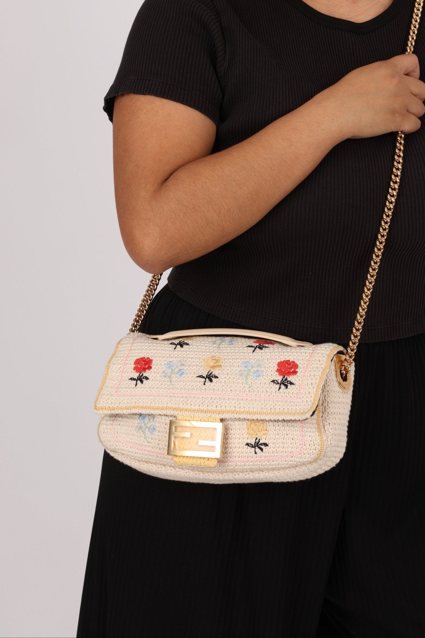 Fendi Wool Knit Shoulder Baguette - FashioNica