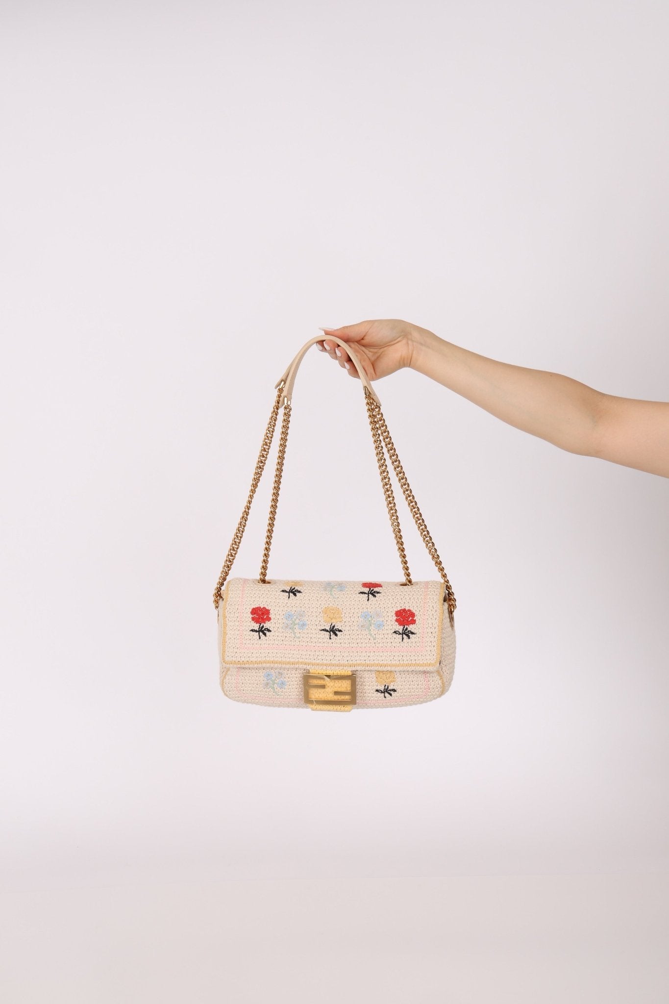 Fendi Wool Knit Shoulder Baguette - FashioNica