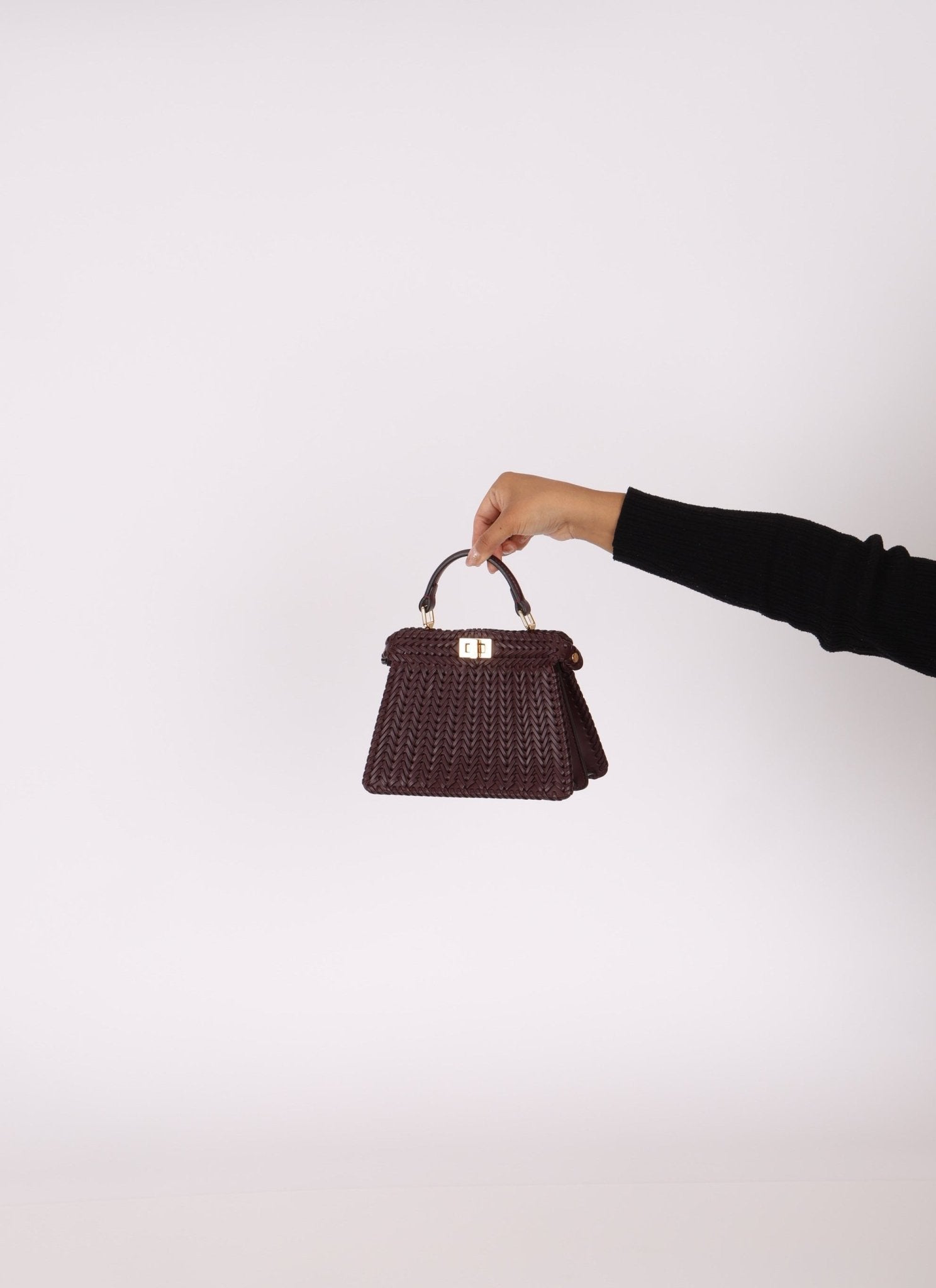 Fendi Woven Leather Petite Peekaboo ISeeU w Strap - FashioNica