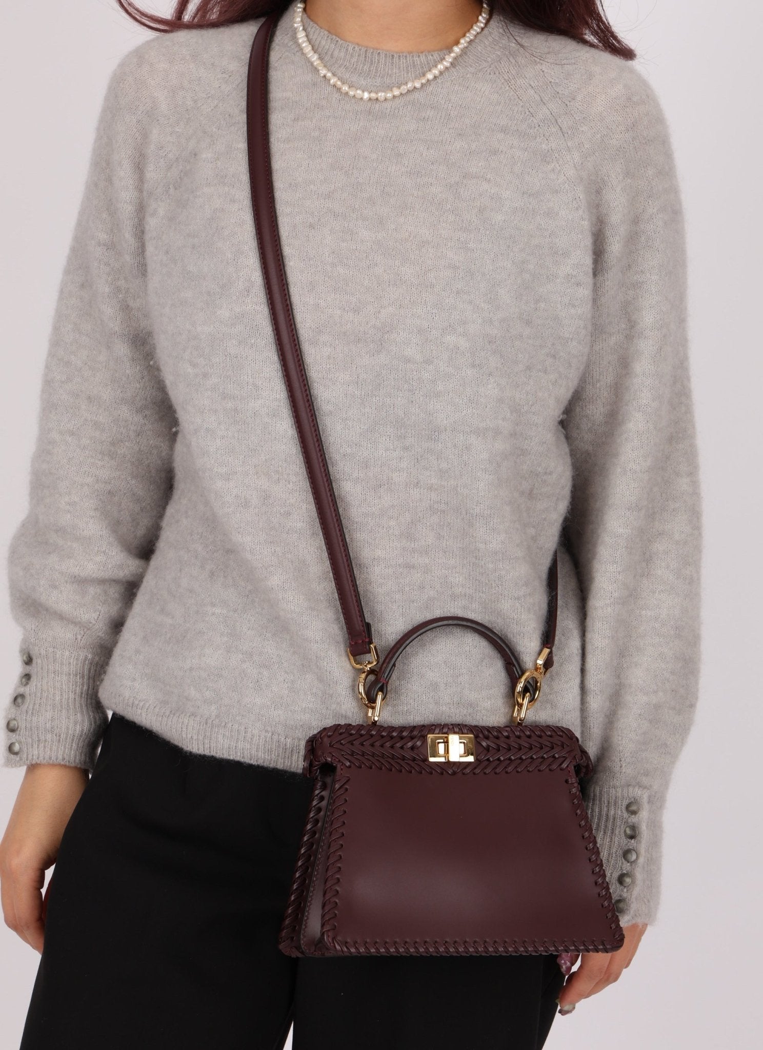 Fendi Woven Leather Petite Peekaboo ISeeU w Strap - FashioNica