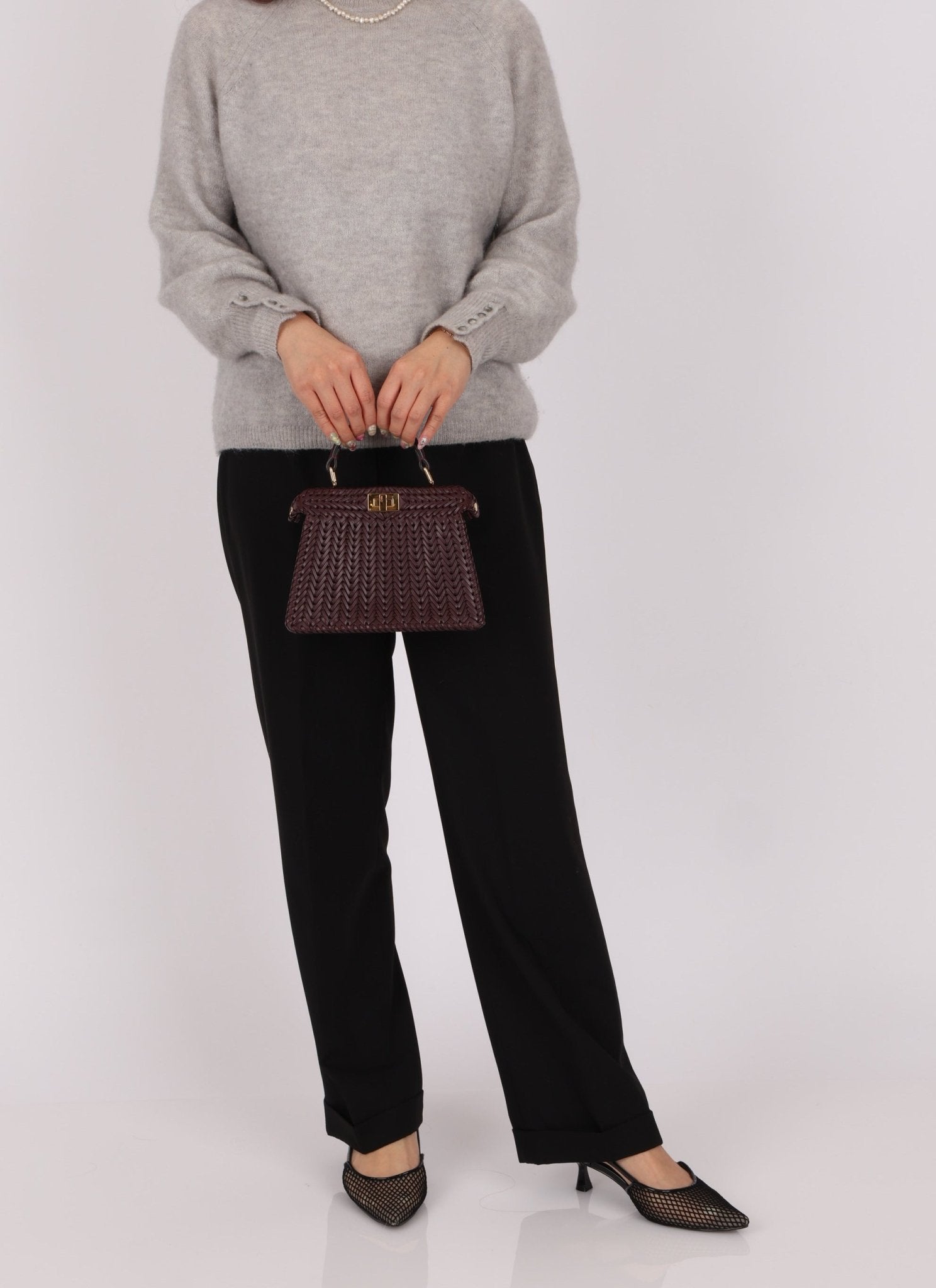 Fendi Woven Leather Petite Peekaboo ISeeU w Strap - FashioNica