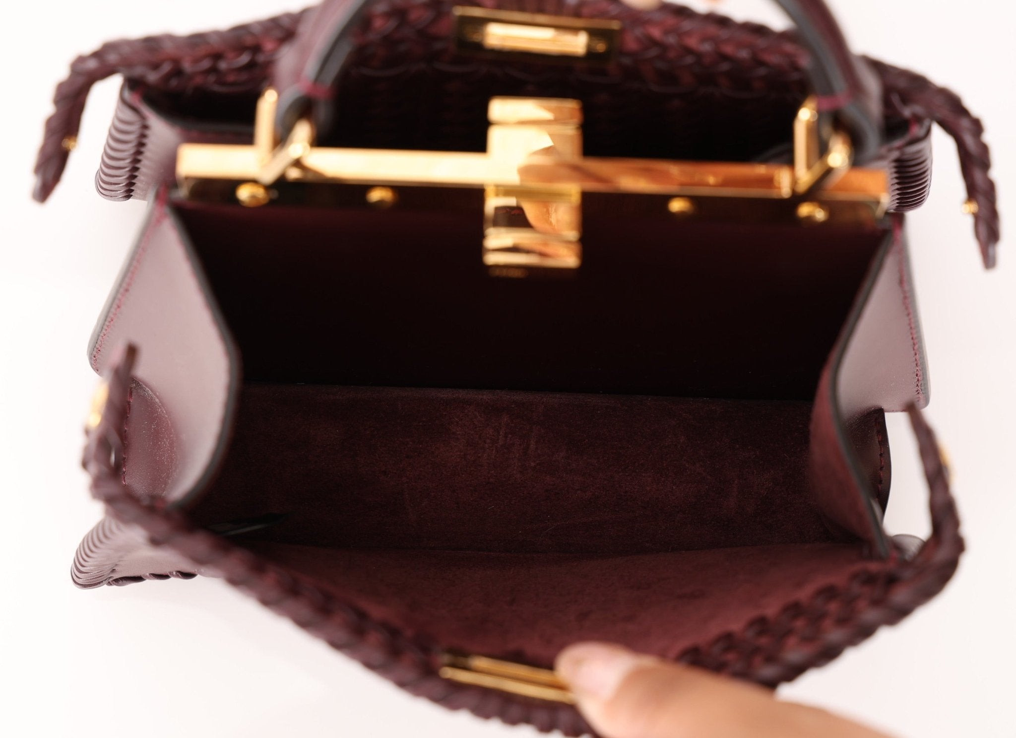 Fendi Woven Leather Petite Peekaboo ISeeU w Strap - FashioNica