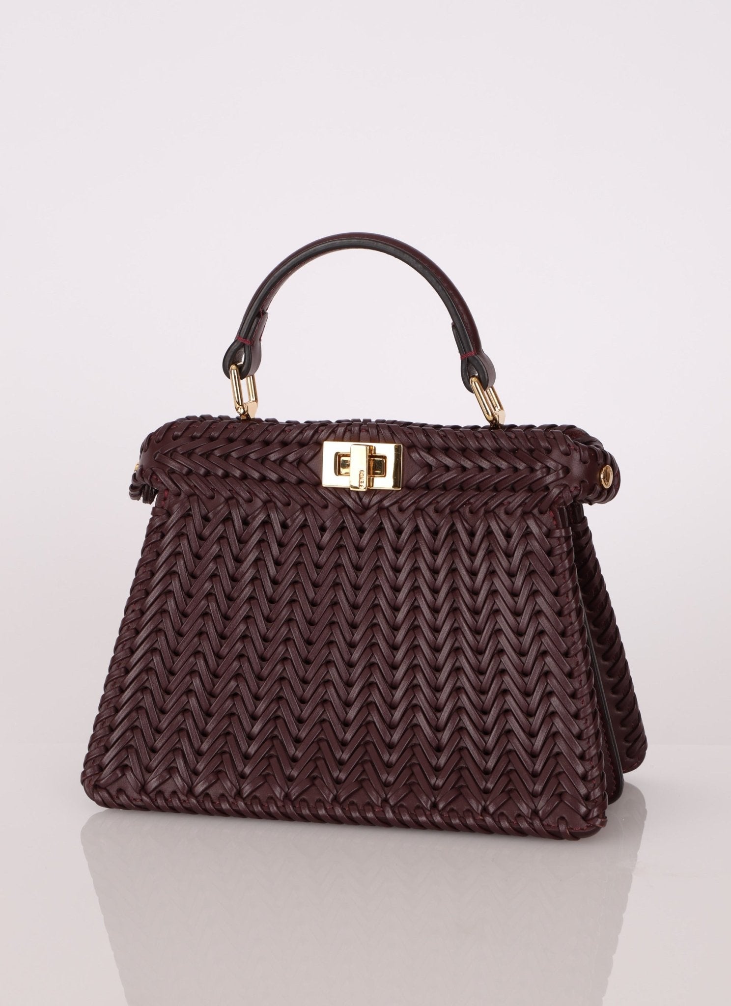 Fendi Woven Leather Petite Peekaboo ISeeU w Strap - FashioNica