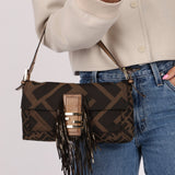 Fendi XL Mix Zucca Fringe Baguette - FashioNica
