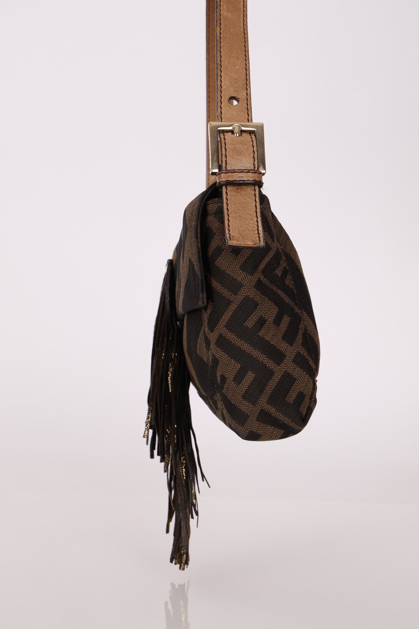 Fendi XL Mix Zucca Fringe Baguette - FashioNica