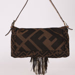 Fendi XL Mix Zucca Fringe Baguette - FashioNica