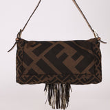 Fendi XL Mix Zucca Fringe Baguette - FashioNica