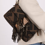 Fendi XL Mix Zucca Fringe Baguette - FashioNica