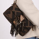 Fendi XL Mix Zucca Fringe Baguette - FashioNica