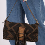 Fendi XL Mix Zucca Fringe Baguette - FashioNica