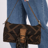 Fendi XL Mix Zucca Fringe Baguette - FashioNica