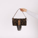 Fendi XL Mix Zucca Fringe Baguette - FashioNica