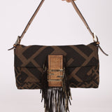 Fendi XL Mix Zucca Fringe Baguette - FashioNica