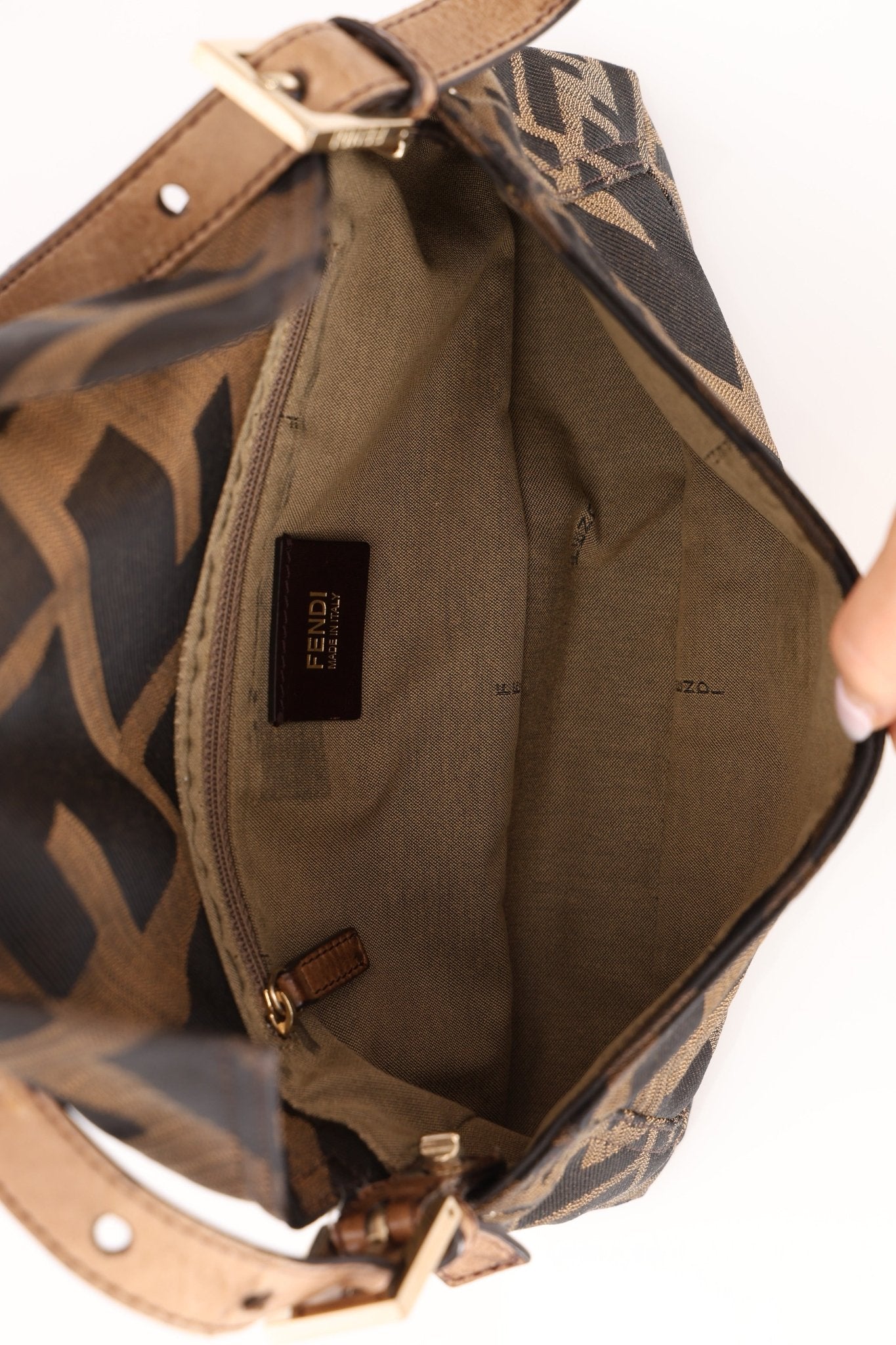 Fendi XL Mix Zucca Fringe Baguette - FashioNica