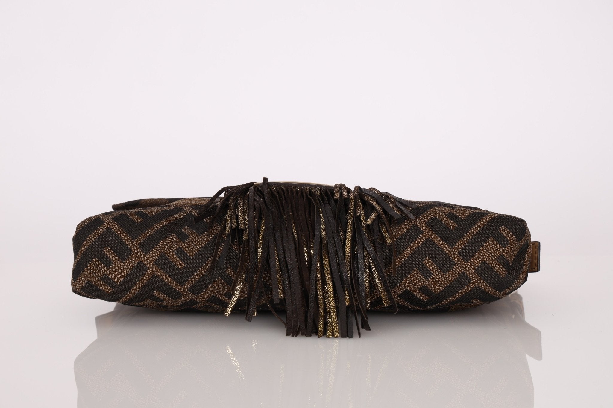 Fendi XL Mix Zucca Fringe Baguette - FashioNica