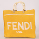 Fendi Yellow Crochet Medium Sunshine Tote - FashioNica