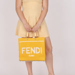 Fendi Yellow Crochet Medium Sunshine Tote - FashioNica