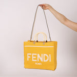 Fendi Yellow Crochet Medium Sunshine Tote - FashioNica