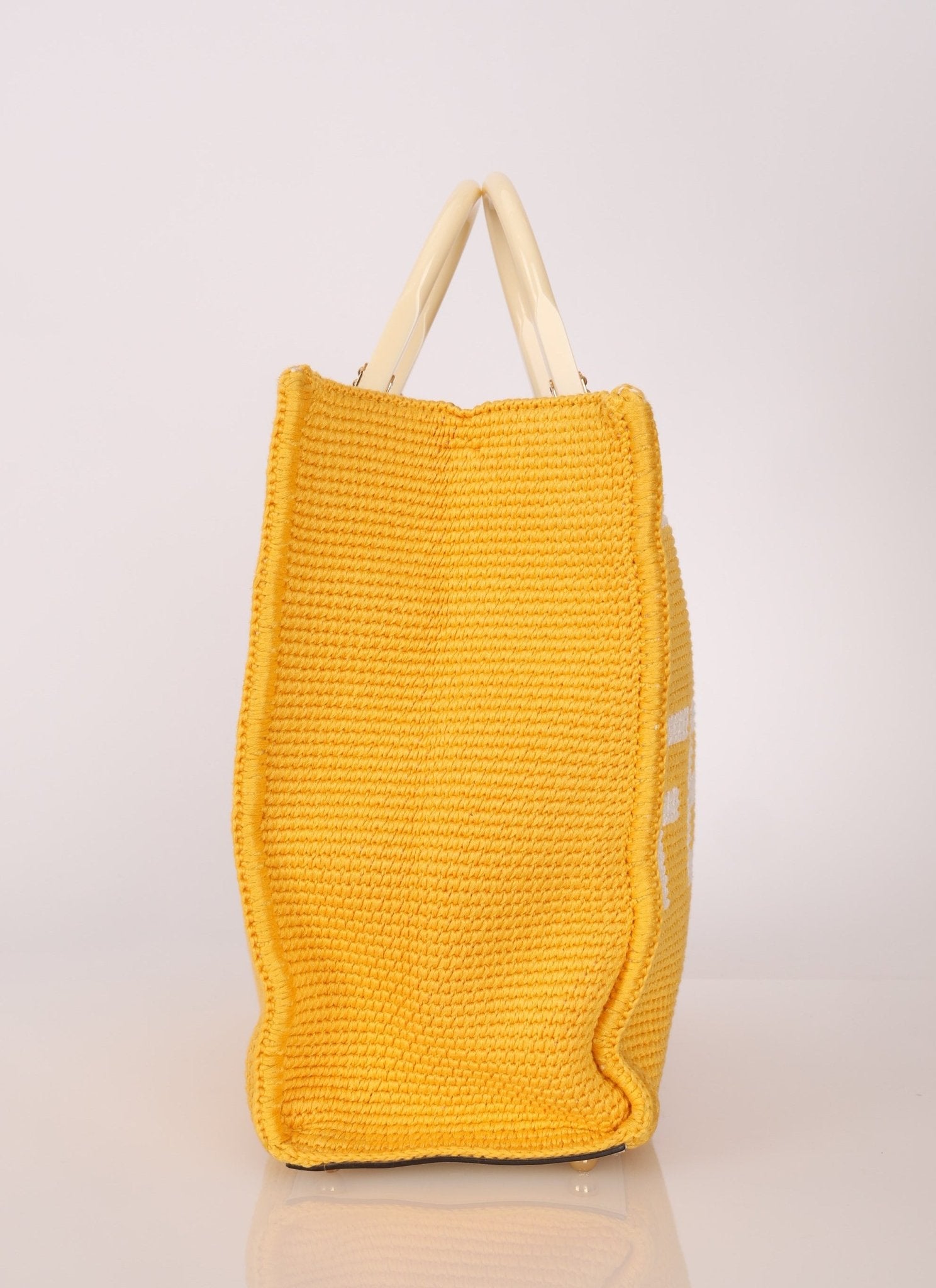 Fendi Yellow Crochet Medium Sunshine Tote - FashioNica