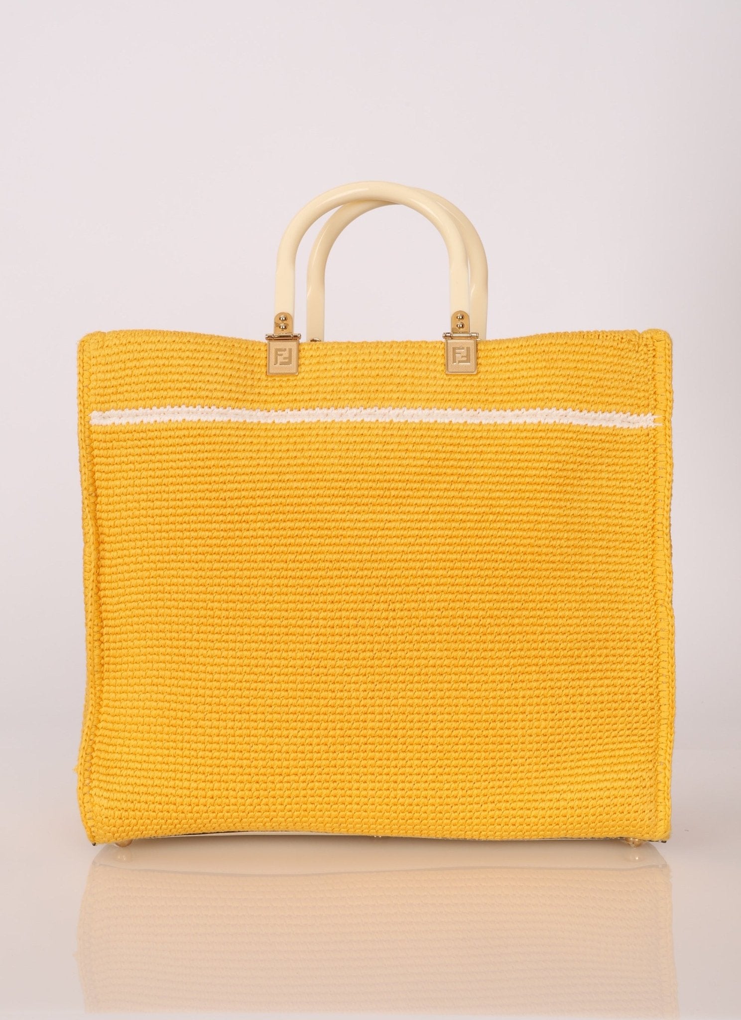 Fendi Yellow Crochet Medium Sunshine Tote - FashioNica