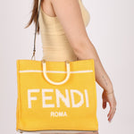 Fendi Yellow Crochet Medium Sunshine Tote - FashioNica
