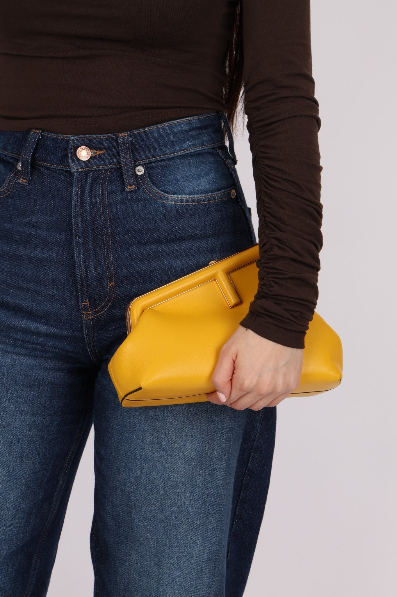 Fendi Yellow Leather First Clutch - FashioNica