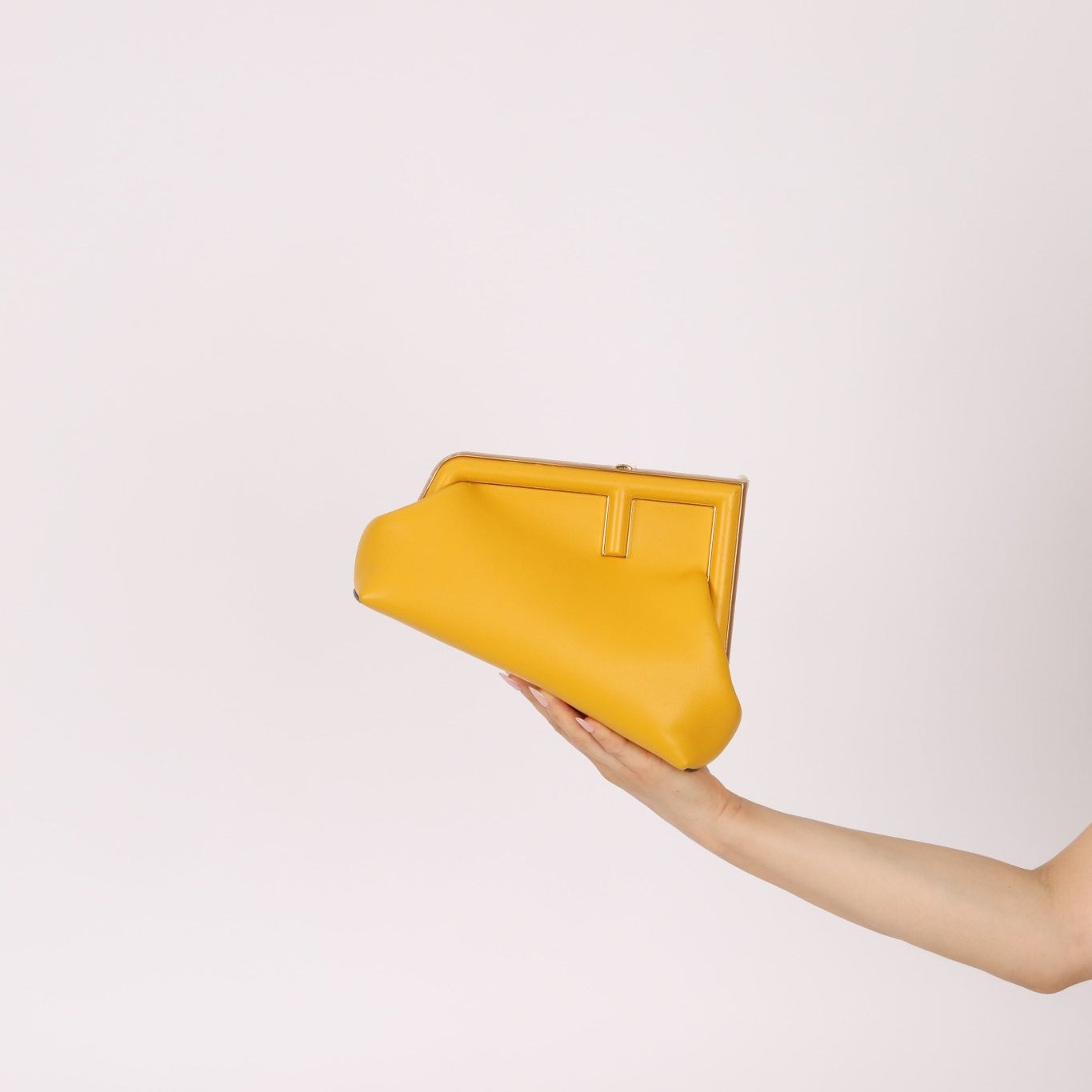 Fendi Yellow Leather First Clutch - FashioNica