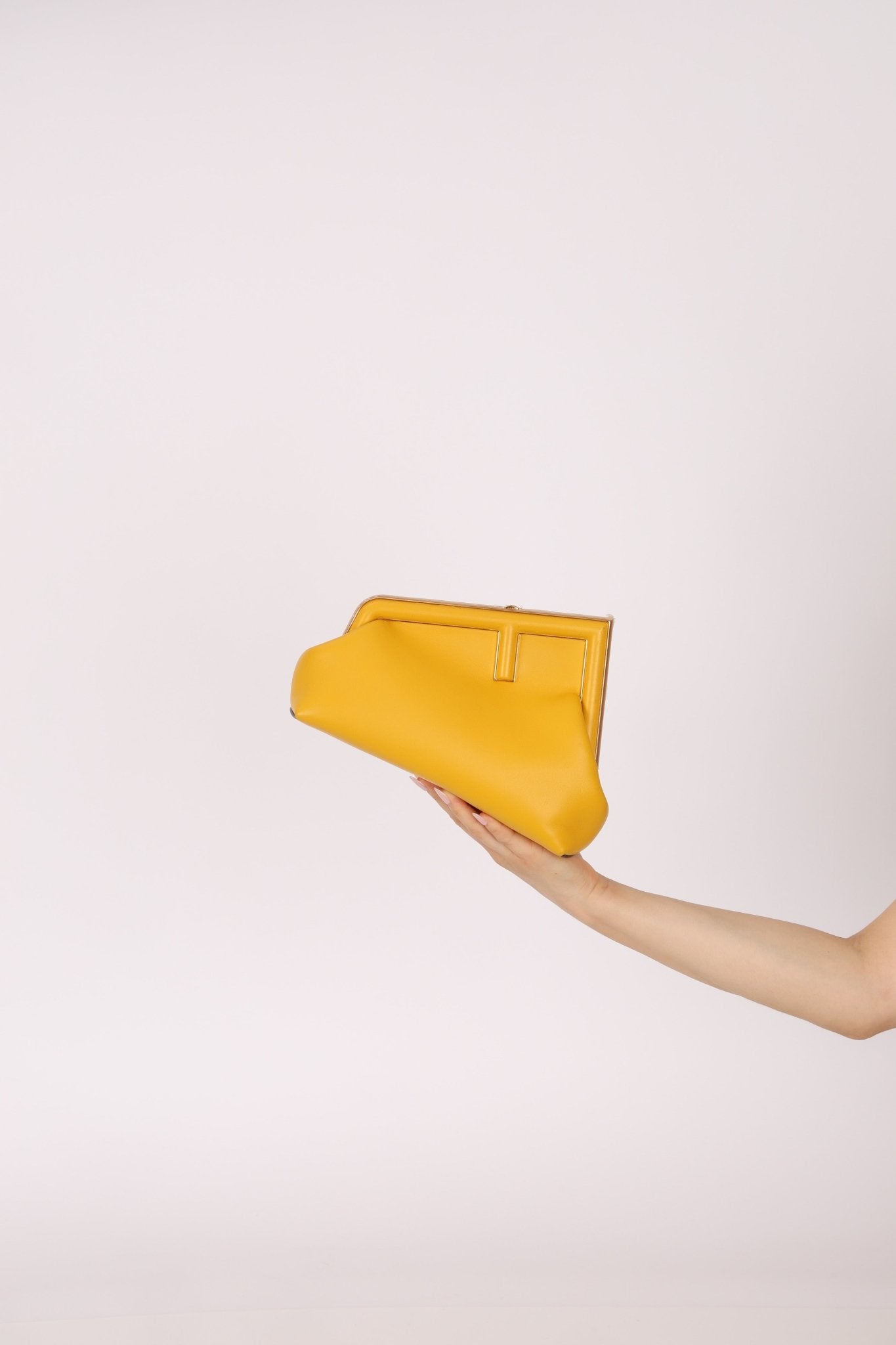 Fendi Yellow Leather First Clutch - FashioNica