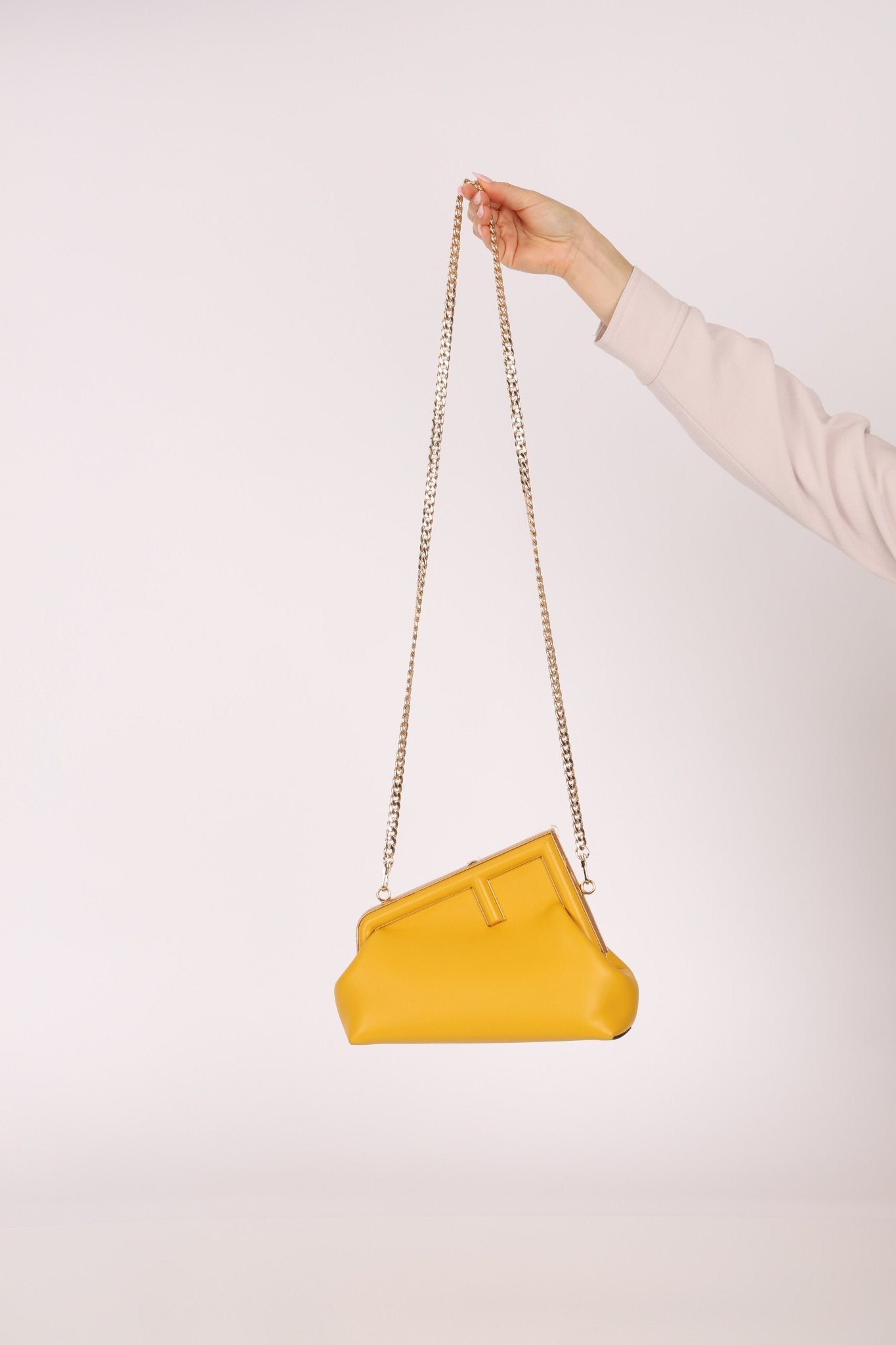 Fendi Yellow Leather First Clutch - FashioNica