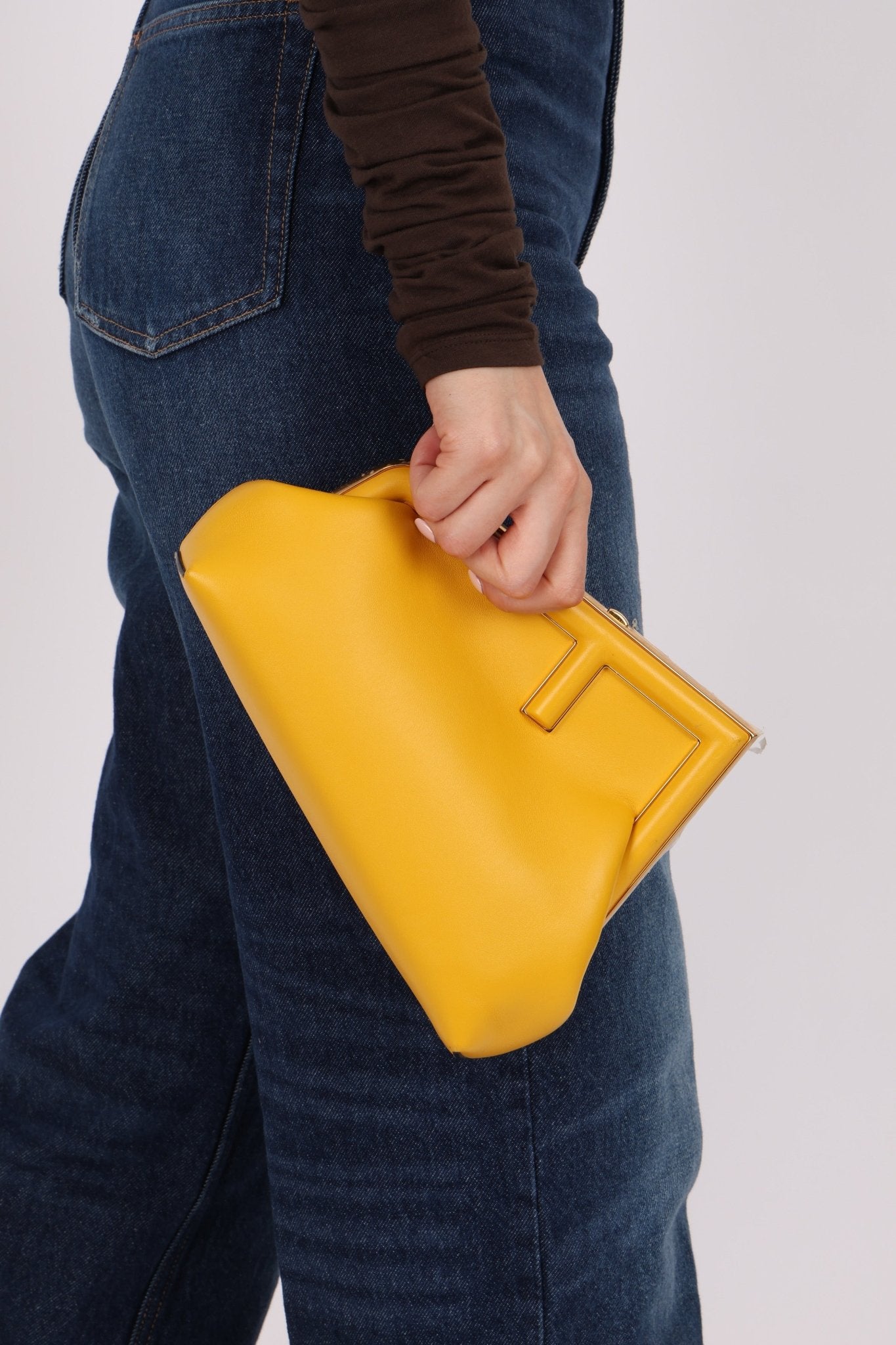 Fendi Yellow Leather First Clutch - FashioNica