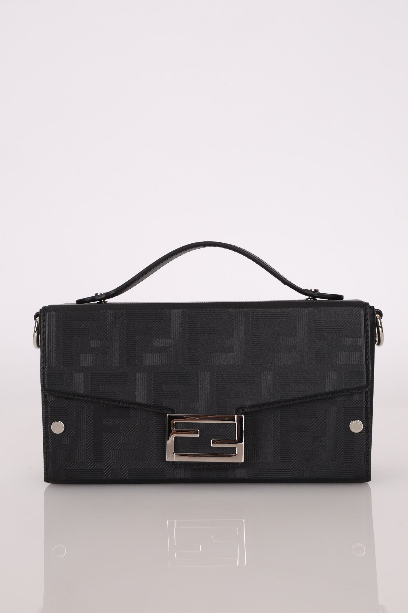 Fendi Zucca Black Soft Trunk Baguette with Strap - FashioNica